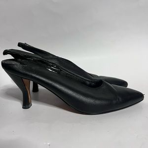Leather Low Black Heels | Very Worn